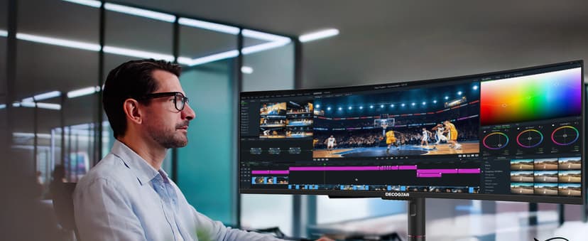 Deco Gear 49" Curved Ultrawide 5K Gaming Monitor, 32:9, 120 Hz, 101% NTSC 100% sRGB, Adjustable, Home Office and Entertainment Workstation