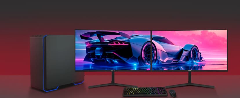 ZZA 24 Inch Curved Monitor, FHD 1920×1080P 200Hz, 120% sRGB, Ultra-Thin Bezel Design, Low Blue Light & Flicker-Free, Computer Monitor for Home, Office, Gaming (HDMI, VGA)-Black