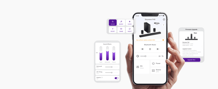 ULTIMEA 5.1.2ch Sound Bar with Dolby Atmos, Surround Sound System for TV with 2 Surround Speakers, Sound Bar for Smart TV, Soundbar with Subwoofer for Home Theater, BT 5.4, HDMI eARC, Skywave F40
