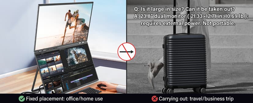 InnoView 23.8" Dual Mnonitor 4K UHD 100% sRGB Dual Screen Monitor 315°Adjustable Foldable Monitor for Laptop MacBook Windows with DP Type-C HDMI (No Driver Needed)