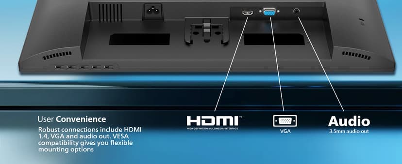 Philips 221V8LB 22 inch Class Thin Full HD (1920 x 1080) Monitor, 100Hz Refresh Rate, VESA, HDMI x1, VGA x1, LowBlue Mode, Adaptive Sync, 4 Year Advance Replacement Warranty