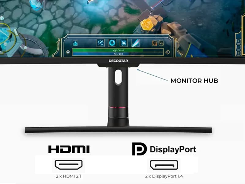 Deco Gear 49" Curved Ultrawide 5K Gaming Monitor, 32:9, 120 Hz, 101% NTSC 100% sRGB, Adjustable, Home Office and Entertainment Workstation