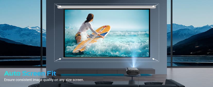 GooDee Smart 4K Projector with WiFi and Bluetooth, Google TV-Licensed Outdoor Movie Projector with Netflix / Prime Video / YouTube Built-in, Keystone Voice Control Home Theater