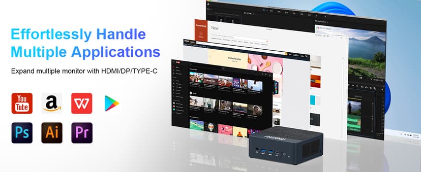 AWOW Mini PC Intel Core i5 12600H(12C/16T, up to 4.5GHz), HI12 Mini Computers 16GB DDR4 512GB PCIe3.0 SSD, Mini Desktop Computers Triple Display 4K, RJ45 2.5G LAN, Type C, WiFi 6, BT5.2