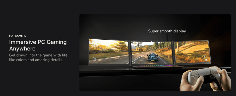 16" Pro Triple Laptop Screen Extender, Dual 16" 2k Portable Monitors, 144Hz, 100% DCI-P3, Compatible with 16" MacBook Pro M1, M2, M3, M4 & Windows Laptops, for Gaming, Creators, & Professional