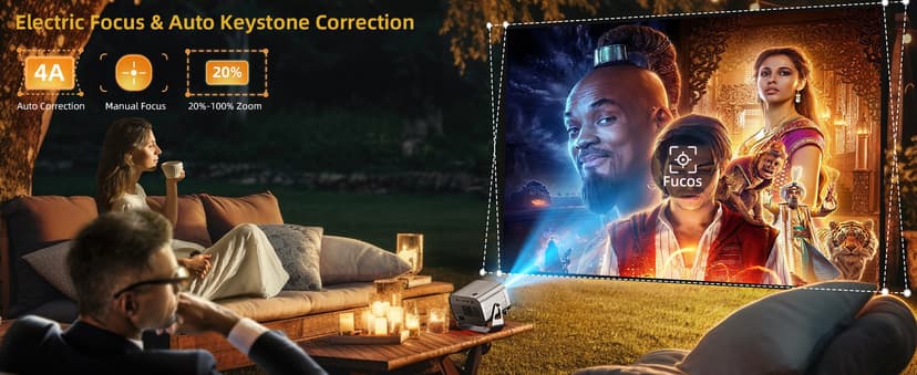 Smart Projector with WIFI and Bluetooth, 800ANSI Native 1080P Portable Projector Built-in Apps, Auto Keystone & Electric Focus Movie Projector for Home Theater, Compatible with IOS/Android/HDMI/USB