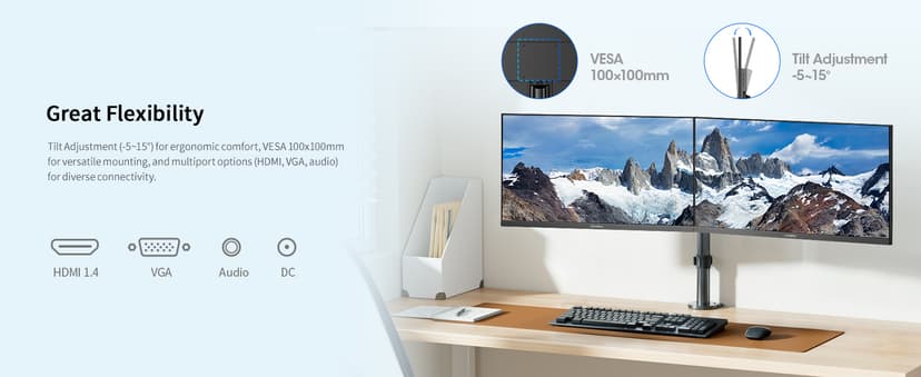 KOORUI 22 Inch Computer Monitor Full HD 1080P 100Hz PC Gaming Screen VA Panel Ultra-Slim Display 3000:1 Contrast Ratio with Adpitive Sync (HDMI/VGA/VESA Compatible 100x100mm/Audio Out), Tilt, Black