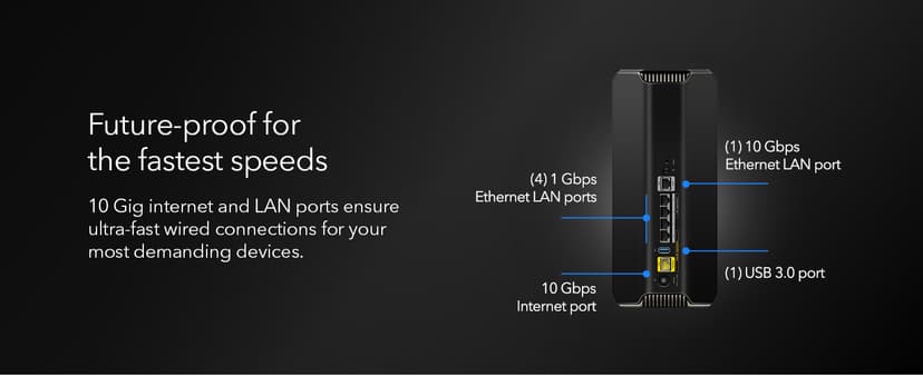 NETGEAR Nighthawk Tri-Band WiFi 7 Router (RS700S) - Security Features, BE19000 Wireless Speed (up to 19Gbps) – 10 Gig Internet Port - Covers up to 3,500 sq. ft., 200 Devices – 1-Year Armor Included
