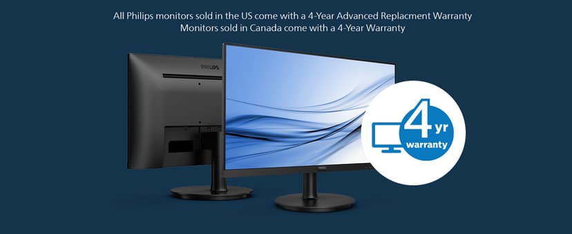 Philips 221V8LB 22 inch Class Thin Full HD (1920 x 1080) Monitor, 100Hz Refresh Rate, VESA, HDMI x1, VGA x1, LowBlue Mode, Adaptive Sync, 4 Year Advance Replacement Warranty