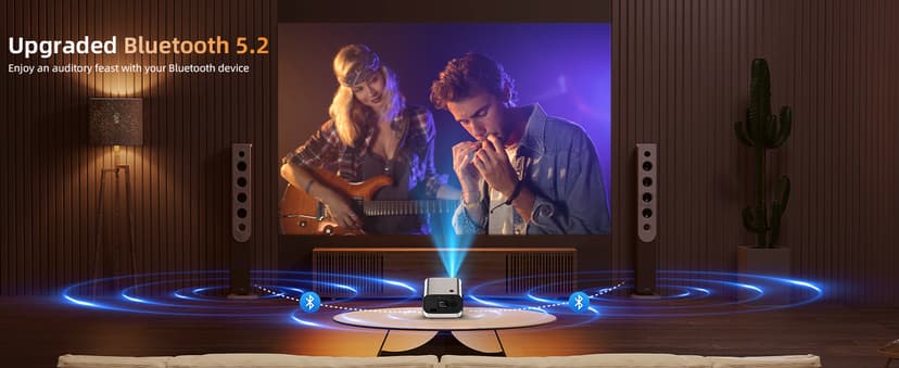 Smart Projector with WIFI and Bluetooth, 800ANSI Native 1080P Portable Projector Built-in Apps, Auto Keystone & Electric Focus Movie Projector for Home Theater, Compatible with IOS/Android/HDMI/USB