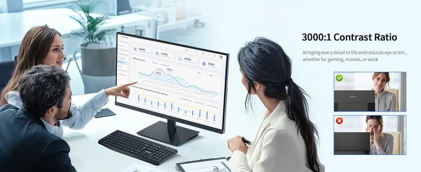 KOORUI 22 Inch Computer Monitor Full HD 1080P 100Hz PC Gaming Screen VA Panel Ultra-Slim Display 3000:1 Contrast Ratio with Adpitive Sync (HDMI/VGA/VESA Compatible 100x100mm/Audio Out), Tilt, Black