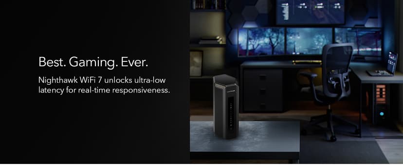 NETGEAR Nighthawk Tri-Band WiFi 7 Router (RS700S) - Security Features, BE19000 Wireless Speed (up to 19Gbps) – 10 Gig Internet Port - Covers up to 3,500 sq. ft., 200 Devices – 1-Year Armor Included