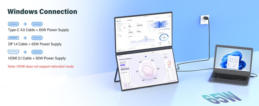 InnoView 23.8" Dual Mnonitor 4K UHD 100% sRGB Dual Screen Monitor 315°Adjustable Foldable Monitor for Laptop MacBook Windows with DP Type-C HDMI (No Driver Needed)