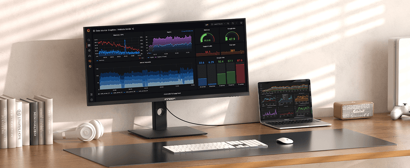 INNOCN 40 Inch 5K 5120 x 2160p Ultrawide Monitor for Laptop, 21:9, 100Hz, IPS, HDMI, DP, FreeSync, HDR400, USB-C, DeltaE<2, Built-in Speakers, Height Adjustable, Black - 40C1U