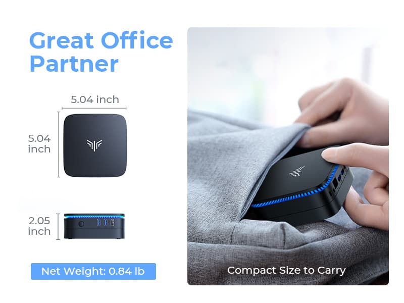 KAMRUI AK1PLUS Mini PC, N95 Processor (up to 3.4GHz), 8GB DDR4 RAM 256GB M.2 SSD, Mini Desktop Computer Support 2.5" SSD, Dual 4K, WiFi, Ethernet for Business, Office, Home