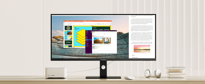 INNOCN 40 Inch 5K 5120 x 2160p Ultrawide Monitor for Laptop, 21:9, 100Hz, IPS, HDMI, DP, FreeSync, HDR400, USB-C, DeltaE<2, Built-in Speakers, Height Adjustable, Black - 40C1U