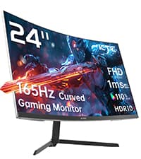 KTC 24 inch 1500R Curved Gaming Monitor 165Hz 1ms FHD 1080p VA Tilt Adaptive Sync HDR 110% sRGB DP/HDMI,VESA for Gaming Home Office Business PS5 PC Monitors