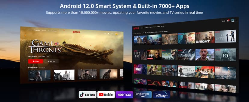 Smart Projector with WIFI and Bluetooth, 800ANSI Native 1080P Portable Projector Built-in Apps, Auto Keystone & Electric Focus Movie Projector for Home Theater, Compatible with IOS/Android/HDMI/USB