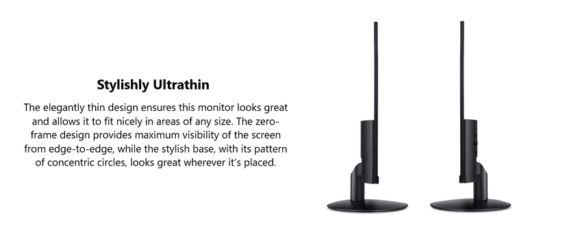 Acer 23.8" Professional Home Office Monitor | Full HD (1920 x 1080) | Ultra-Thin | Zero-Frame | Up to 100Hz Refresh | 4ms (G to G) | Tilt | HDMI & VGA Ports | SB242Y H1bi