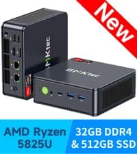 GMKtec Mini PC Intel N150 (up to 3.60GHz) Intel i226-V 2.5Gbps RJ45 Desktop Computers 16GB DDR4 256GB PCIe M.2 SSD/ 4K Dual HDMI/USB3.2/WiFi 6 BT5.2 for Office, Business