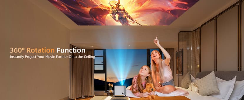 Smart Projector with WIFI and Bluetooth, 800ANSI Native 1080P Portable Projector Built-in Apps, Auto Keystone & Electric Focus Movie Projector for Home Theater, Compatible with IOS/Android/HDMI/USB