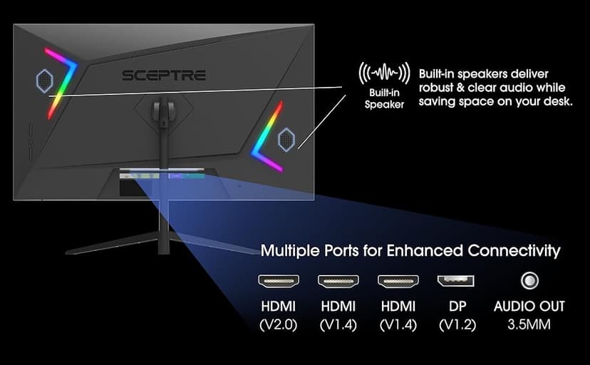 Sceptre 27-inch Gaming Monitor 165Hz 144Hz 1ms AMD FreeSync Premium HDMI DisplayPort Build-in Speakers, 99% sRGB Machine Black (E275B-FWD168 Series)