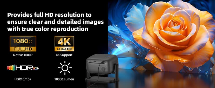 Netflix Officially Licensed Projector,BETTDOW Closed-Design Projector with Wifi 6 and Bluetooth 5.2,Intelligent Voice Assistant,Electric Focus Projector for Netflix/YouTube/Prime Video/D+