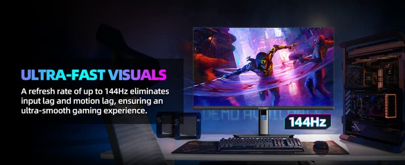 27 Inch 4K 144Hz Gaming Monitor, UHD 3840x2160 Fast IPS Panel PC Monitor, 135% sRGB, HDR400Nit, Freesync & G-sync, Support PS5 120Hz VRR, HDMI 2.1,DP 1.4, Height/Vertical Adjustment