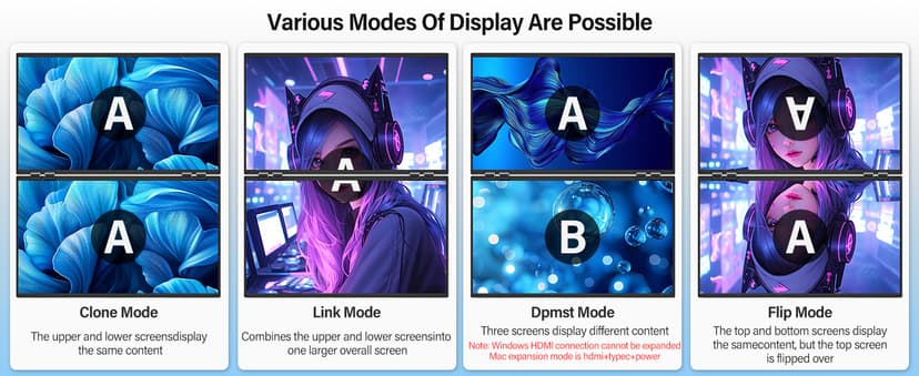 InnoView 23.8" Dual Mnonitor 4K UHD 100% sRGB Dual Screen Monitor 315°Adjustable Foldable Monitor for Laptop MacBook Windows with DP Type-C HDMI (No Driver Needed)