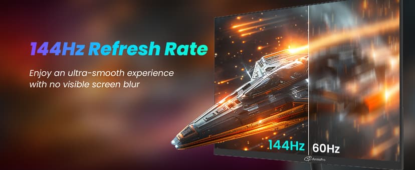 24inch Computer Monitor, FHD 1080p, 144Hz Office and Gaming Monitor, IPS, Adaptive Sync, 110% sRGB, 1ms, 3-Sided Frameless, Ultra Slim, VESA Mountable, Anti-Blue Light Design, HDMI, DP